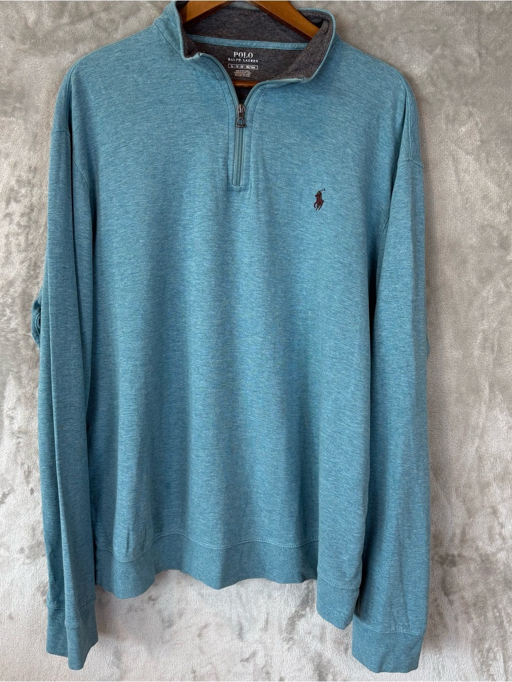 Polo Ralph Lauren Heathered Teal Blue 1/4 Zip Pullover Sweatshirt Mn’s XL